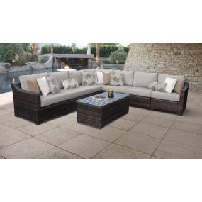 kathy ireland Homes & Gardens River Brook 8 Piece Outdoor Wicker Patio Furniture Set 08a in Truffle - TK Classics River-08A-Ash