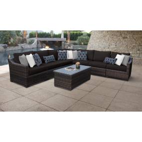 kathy ireland Homes & Gardens River Brook 8 Piece Outdoor Wicker Patio Furniture Set 08a in Onyx - TK Classics River-08A-Black