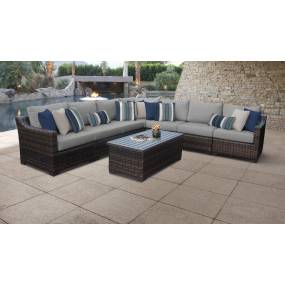 kathy ireland Homes & Gardens River Brook 8 Piece Outdoor Wicker Patio Furniture Set 08a in Slate - TK Classics River-08A-Grey