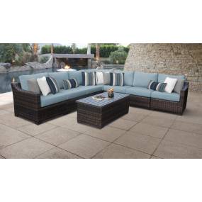 kathy ireland Homes & Gardens River Brook 8 Piece Outdoor Wicker Patio Furniture Set 08a in Tranquil - TK Classics River-08A-Spa