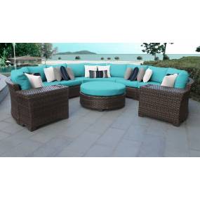 kathy ireland Homes & Gardens River Brook 8 Piece Outdoor Wicker Patio Furniture Set 08b in Aqua - TK Classics River-08B-Aruba
