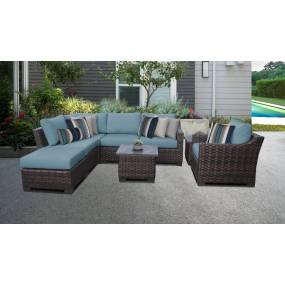 kathy ireland Homes & Gardens River Brook 8 Piece Outdoor Wicker Patio Furniture Set 08m in Tranquil - TK Classics River-08M-Spa