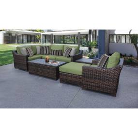 kathy ireland Homes & Gardens River Brook 8 Piece Outdoor Wicker Patio Furniture Set 08n in Forest - TK Classics River-08N-Cilantro