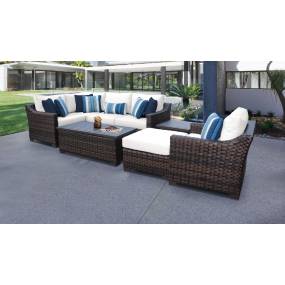 kathy ireland Homes & Gardens River Brook 8 Piece Outdoor Wicker Patio Furniture Set 08n in Alabaster - TK Classics River-08N-White