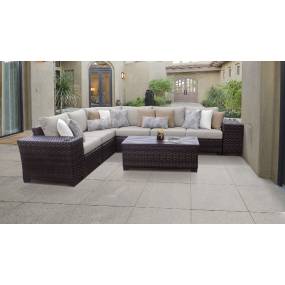 kathy ireland Homes & Gardens River Brook 9 Piece Outdoor Wicker Patio Furniture Set 09a in Truffle - TK Classics River-09A-Ash