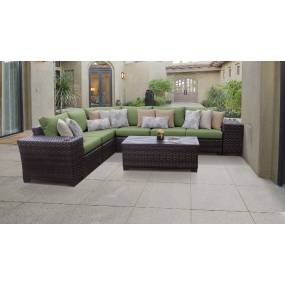 kathy ireland Homes & Gardens River Brook 9 Piece Outdoor Wicker Patio Furniture Set 09a in Forest - TK Classics River-09A-Cilantro
