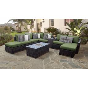 kathy ireland Homes & Gardens River Brook 10 Piece Outdoor Wicker Patio Furniture Set 10d in Forest - TK Classics River-10D-Cilantro