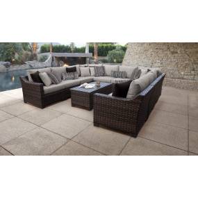 kathy ireland Homes & Gardens River Brook 11 Piece Outdoor Wicker Patio Furniture Set 11a in Truffle - TK Classics River-11A-Ash
