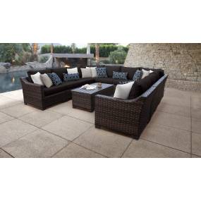 kathy ireland Homes & Gardens River Brook 11 Piece Outdoor Wicker Patio Furniture Set 11a in Onyx - TK Classics River-11A-Black