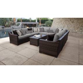 kathy ireland Homes & Gardens River Brook 11 Piece Outdoor Wicker Patio Furniture Set 11a in Slate - TK Classics River-11A-Grey