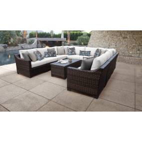 kathy ireland Homes & Gardens River Brook 11 Piece Outdoor Wicker Patio Furniture Set 11a in Alabaster - TK Classics River-11A-White