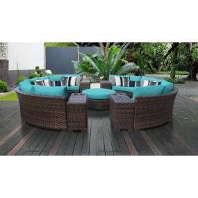 kathy ireland Homes & Gardens River Brook 11 Piece Outdoor Wicker Patio Furniture Set 11b in Aqua - TK Classics River-11B-Aruba