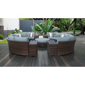 kathy ireland Homes & Gardens River Brook 11 Piece Outdoor Wicker Patio Furniture Set 11b in Tranquil - TK Classics River-11B-Spa