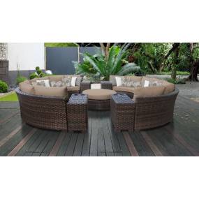 kathy ireland Homes & Gardens River Brook 11 Piece Outdoor Wicker Patio Furniture Set 11b in Toffee - TK Classics River-11B-Wheat