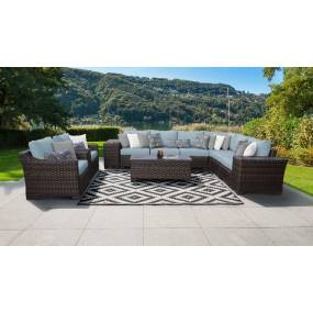 kathy ireland Homes & Gardens River Brook 11 Piece Outdoor Wicker Patio Furniture Set 11c in Tranquil - TK Classics River-11C-Spa