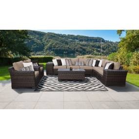 kathy ireland Homes & Gardens River Brook 11 Piece Outdoor Wicker Patio Furniture Set 11c in Toffee - TK Classics River-11C-Wheat