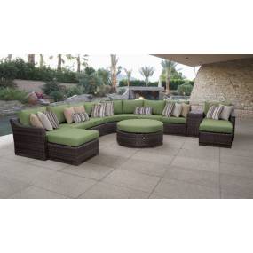 kathy ireland Homes & Gardens River Brook 11 Piece Outdoor Wicker Patio Furniture Set 11d in Forest - TK Classics River-11D-Cilantro