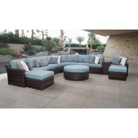 kathy ireland Homes & Gardens River Brook 11 Piece Outdoor Wicker Patio Furniture Set 11d in Tranquil - TK Classics River-11D-Spa