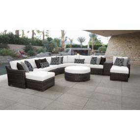 kathy ireland Homes & Gardens River Brook 11 Piece Outdoor Wicker Patio Furniture Set 11d in Alabaster - TK Classics River-11D-White