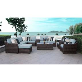 kathy ireland Homes & Gardens River Brook 12 Piece Outdoor Wicker Patio Furniture Set 12a in Tranquil - TK Classics River-12A-Spa