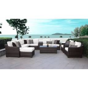 kathy ireland Homes & Gardens River Brook 12 Piece Outdoor Wicker Patio Furniture Set 12a in Alabaster - TK Classics River-12A-White