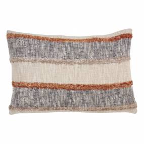 Horizontal Striped Design Throw Pillow With Down Filling - Saro 2303.M1624BD
