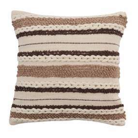 Striped Woven Design Throw Pillow With Poly Filling - Saro 233.I20SP
