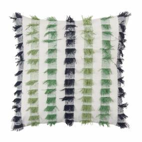 Striped Fringe Throw Pillow With Poly Filling - Saro 378.G20SP
