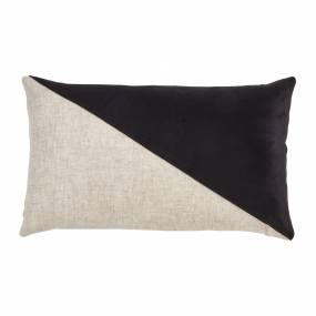 Geometric Velvet Design Lumbar Throw Pillow With Down Filling - Saro 526.BK1220BD