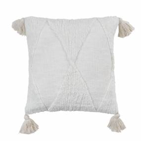 Tufted Diamond Tassel Throw Pillow With Down Filling - Saro 5314.I18SD