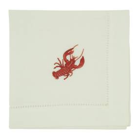 Embroidered Lobster Table Napkins (Set of 4) - Saro Lifestyle 6038.W20S