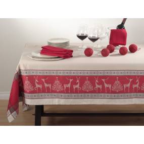 Jacquard Tablecloth With Reindeer Design - Saro Lifestyle 6811.R72120B