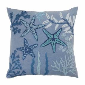 Stonewashed Starfish Throw Pillow With Poly Filling - Saro 692.BL20SP