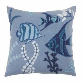 Stonewashed Fish Throw Pillow With Poly Filling - Saro 693.BL20SP