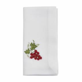 Embroidered Grapes Table Napkins (Set of 4) - Saro YP137.W20S