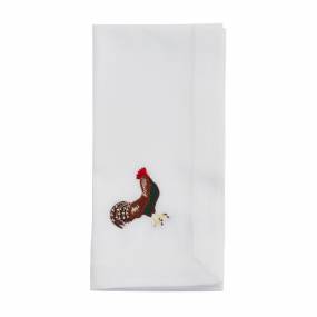 Embroidered Rooster Table Napkins (Set of 4) - Saro YP150.W20S