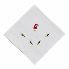Embroidered Large Santa Table Napkins (Set of 4) - Saro YP610.W20S