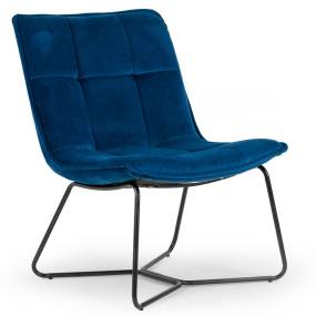 Aurele Blue Velvet Fabric Armless Accent Chair with Black Metal Legs - Glamour Home GHACC-1504