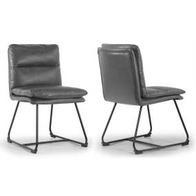 Set of 2 Aulani Grey Upholstered Metal Frame Dining Chair with Puffy Cushions - Glamour Home GHDC-1489