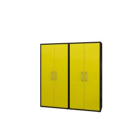 Eiffel Storage Cabinet in Matte Black and Yellow (Set of 2) - Manhattan Comfort 2-250BMC84