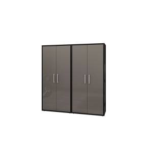 Eiffel Storage Cabinet in Matte Black and Grey (Set of 2) - Manhattan Comfort 2-250BMC85