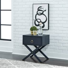 Transitional 1 Drawer Accent Table In Wirebrushed Denim Finish - Liberty Furniture 2030-AT1922