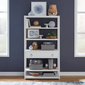 Transitional Accent Bookcase In Wire Brushed White Finish - Liberty Furniture 2030WH-AB3970