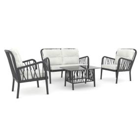 Gala 4 Pc Seating Set w/cushion-Anthracite - Hospitality Rattan RBO-GALA-ANT-4PS