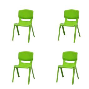 Mambo Kids Set of 4 Stackable Armchair-Green - Hospitality Rattan RBO-MAMBO-GRN-SC-SET4
