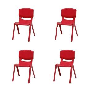 Mambo Kids Set of 4 Stackable Armchair-Red - Hospitality Rattan RBO-MAMBO-RED-SC-SET4