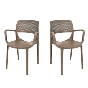 Mila Set of 4 Stackable Armchair-Cappuccino - Hospitality Rattan RBO-MILA-CAP-AC-SET4