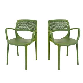 Mila Set of 4 Stackable Armchair-Green - Hospitality Rattan RBO-MILA-GRE-AC-SET4
