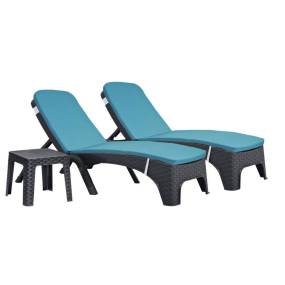Roma 3-Piece Chaise Lounger Set w/cushion-Anthracite - Hospitality Rattan RBO-ROMA-ANT-3CL-CUSH-TEA