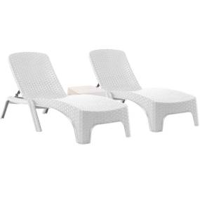 Roma 3-Piece Chaise Lounger Set-White - Hospitality Rattan RBO-ROMA-WHT-3CL